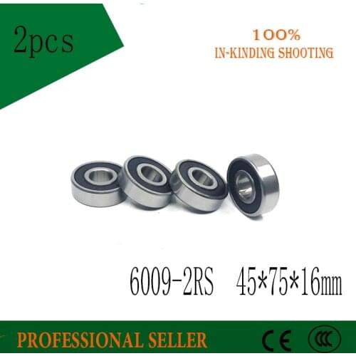 2PCS 6009RS Bearing 45*75*16 mm Deep Groove 6009-2RS Ball Bearings 6009RS 180109 RS 6009 2RS high Quality