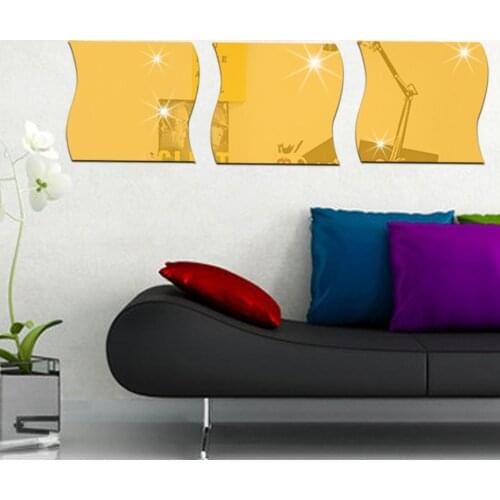 3pcs DIY bending 3D Mirror Wall Sticker for Living Room Art Home Decor Vinyl Decal Acrylic Sticker Mural Wall Decor Wallpaper