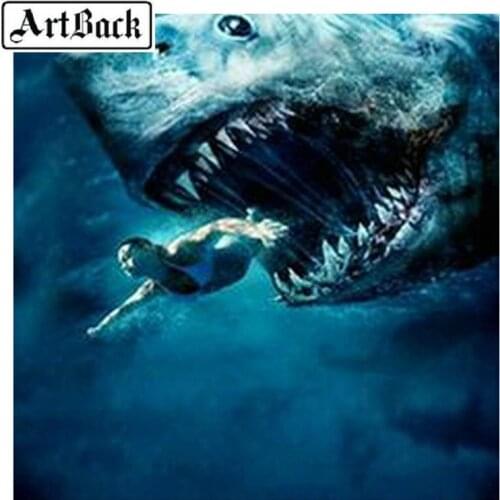 5d diy diamond painting shark woman diamond embroidery full square mosaic sewing artwork home decor