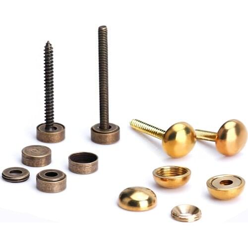 8pcs Brass Screw Cap Circle Decorative Nail Antique Pure copper Decorative Nail Mirror Fixing Screws Cover Self-tapping Screws