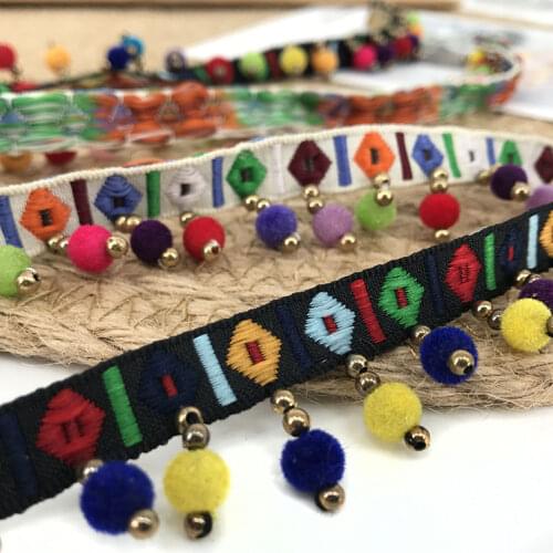 Diamond Webbing Tassel Hair Ball Lace Clothes Garment Accessories Skirt Curtain Decoration Ethnic Wind Ribbon Lace