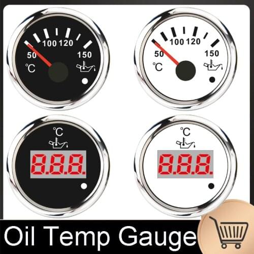 Digital Oil Temperature Gauge With Alarm Waterproof 50~150 Celsius 52MM Boat Oil Temp Gauge With Red Backlight 9-32V