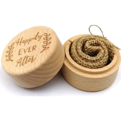 Personalized Engraving Rustic Wedding Wooden Ring Box Jewelry Trinket Storage Containers Custom Happily Ever After Rings Bearer