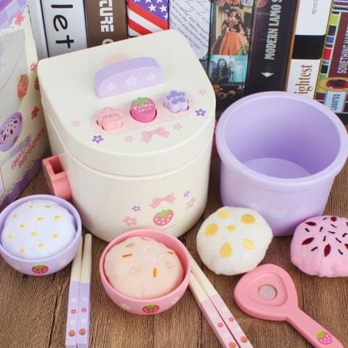 Childrens Wooden Mini Simulation Play House Appliances Kitchen Rice Cooker Boy And Girl Cooking Toys Early Education Toys Gift
