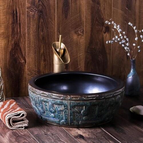 China Artistic Porcelain Handmade Ceramic Lavabo Bathroom Vessel Sink Countertop ceramic wash basin