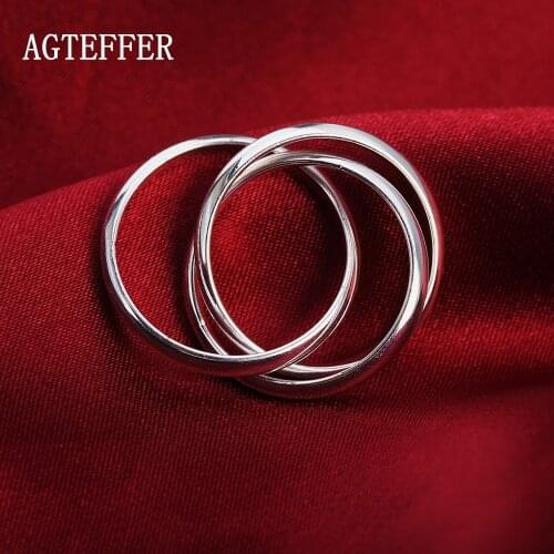 AGTEFFER 925 Sterling Silver Three Circles Ring For Women Fashion Wedding Engagement Party Gift Charm Jewelry