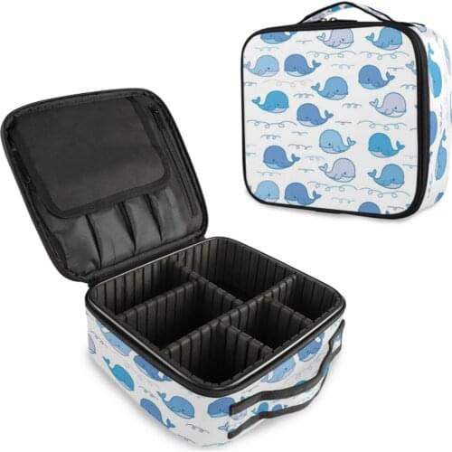 Fashion Woman Cosmetic Bag Diamond Lattice Organizer Makeup Bag Travel Storage Toiletry Seamless Whale Large Capacity Beauty Bag