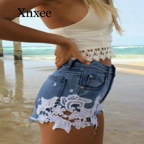 Lace European And American Short En Jeans Women Summer High Waist Ripped Jean Shorts For Women Sexy Lace Stitching Denim Shorts