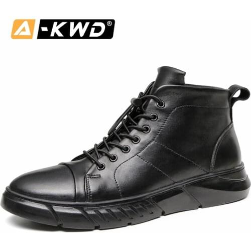 Fashion High Top Sneakers Mens Leather Shoes Autumn Winter Men Shoe Lace-up Chaussure Homme Sport Mens Luxury Knight Boots 38-48