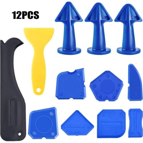 12 Pieces Caulking Tool Kit Silicone Sealant Finishing Tool Grout Scraper Caulk Remover and Caulk Nozzle Applicator for Kitchen