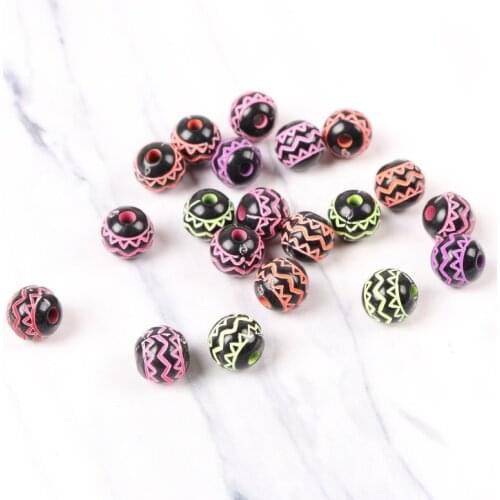 2018 New Black Fluorescence Stripe Wave Acrylic Spacer Beads For Bracelet Necklace Jewelry Making DIY 8mm 100pcs/lot