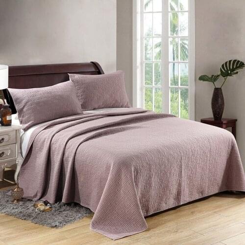 Solid Bedspread on the Bed Quilt Sets 3pcs Embroidered Coverlets Cotton Bed Cover Pillowase King Size Summer Blanket on Bed