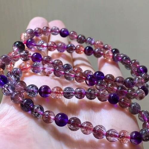 Genuine Natural Lepidocrocite Quartz Super Seven 6mm Rutilated Quartz Melody Stone Round Bead Necklace Crystal Bracelet AAAAAA