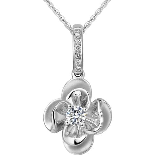 18K Au750 White Gold Women Pendants Necklaces Clover Wedding Anniversary Engagement Party Moissanite Diamond Pendants Necklaces