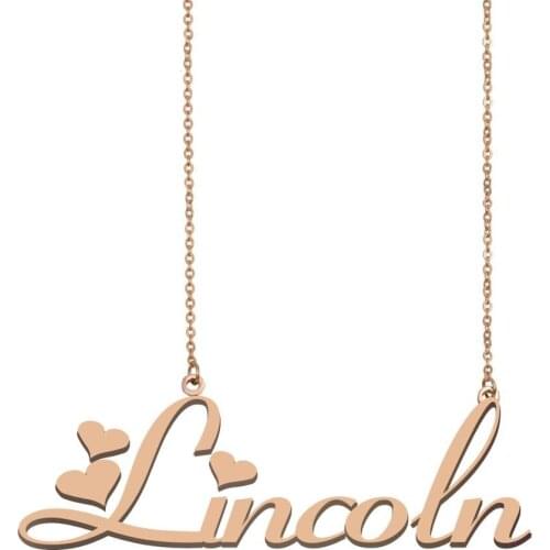 Lincoln Name Necklace Personalized for Women Girls Nameplate Pendant Best Friends Birthday Wedding Stainless Steel Gold Gift