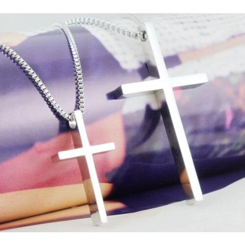 Couple Classic Cross Necklaces Prayer Christ Crucifix Pendant for His and Hers Gifts Stainless Steel Jewelry