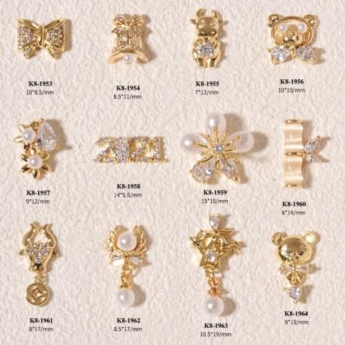 1Pcs Luxury Zircon 3D Nail Art Decoration Crystal Pearls Bow Butterfly Shiny Diamonds Alloy Pendant Jewelry Manicure Accessories