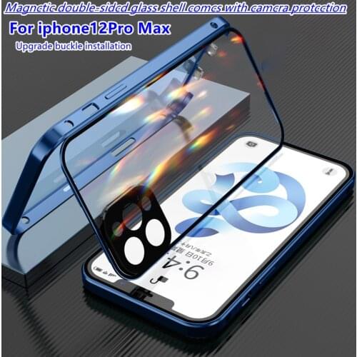 Shockproof Full Lens Protection Double Sided Buckle Magnetic Clear Case Lens Metal Cover For iPhone12 12mini 12Pro 12ProMax