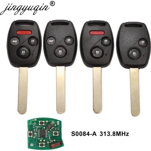 Jingyuqin 10pcs/lot Remote Key for S0084-A 313.8MHz for Honda CIVIC STREAM with ID46 (7961) Chip Car Alarm Control