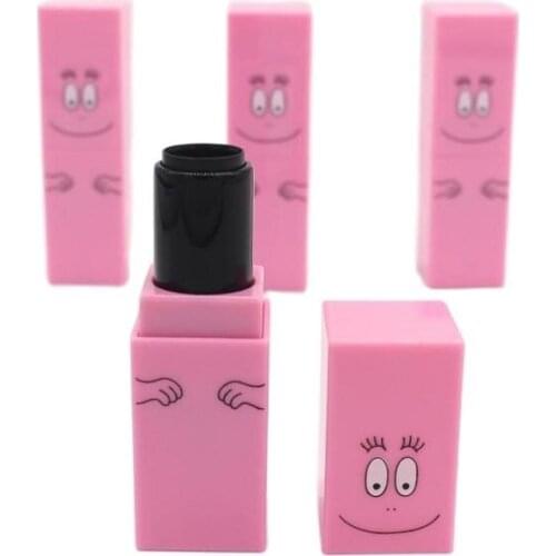 50pcs/lot Empty Lovely Pink Lipetick Tube, DIY Pink Cartoon Lip Balm Container with 12.1mm inner Cup, Plastic Pink Lipstick Tube