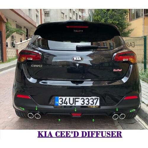 For Kia Ceed 2010-2021 Diffuser Rear Bumper Extension Attachment Car Styling Auto Accessory Exhaust Universal Sill Spilitter