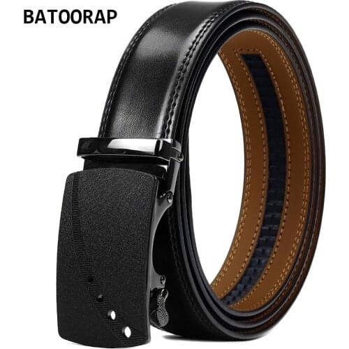BATOORAP Automatic Buckle Black Belt For Men Fashion Cowhide Leather Designer Luxury Trouser Belts Male Cowboy Strap WL-E053