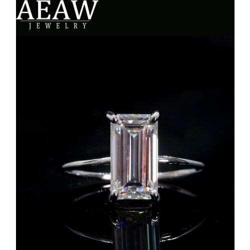 Luxury 3.0carat 6*11mm moissanite ring Solid 10K White Gold Engagement Ring Emerald Cut Wedding Ring
