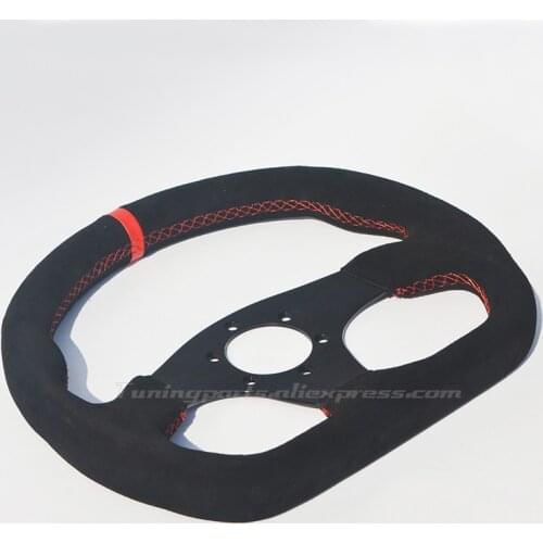 Free Shipping High Quality Hot Sale Suede Leather D-Type Game Steering Wheel Modified Car Steering Wheel With Red stripe