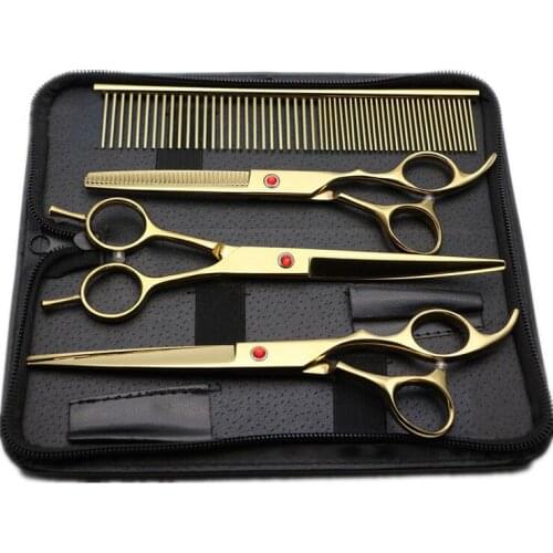 High-grade color pet hair scissors set hairdressing tools curved massage comb special price dog cat shear