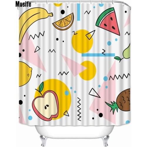 Musife Custom High Quality Fruit Banana Shower Curtain Waterproof Bathroom Polyester Fabric Bathroom Curtain