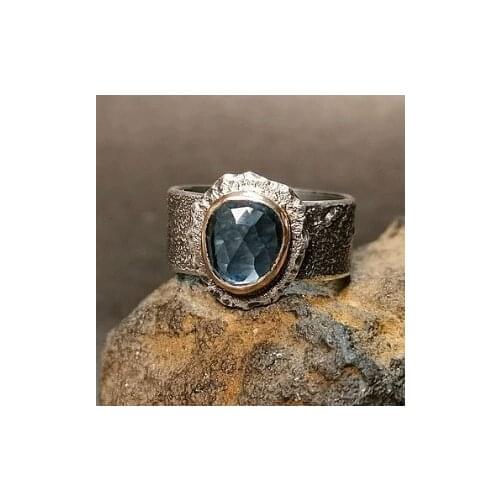 Womens Fashion 925 Spring Silver Rings Vintage Elegant Unique Natural Sapphire Jewelry Wedding Engagement Party Ring Size 5-11