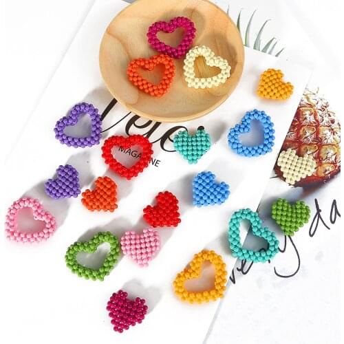 1pc/lot 3*3cm Heart Shape ABS Imitation Pearl Beads Charms Pendant For Bracelet Necklace Jewelry Making DIY Earring Finding