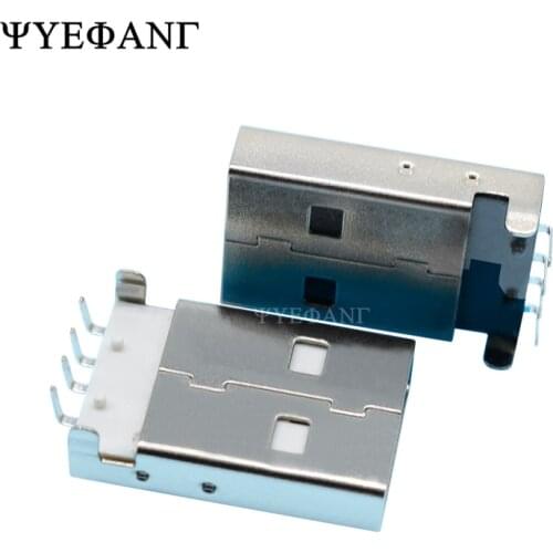 10pcs USB 2.0 Male A Type USB PCB Connector Plug Right Angle 90 degree DIP Male USB Connectors Black White