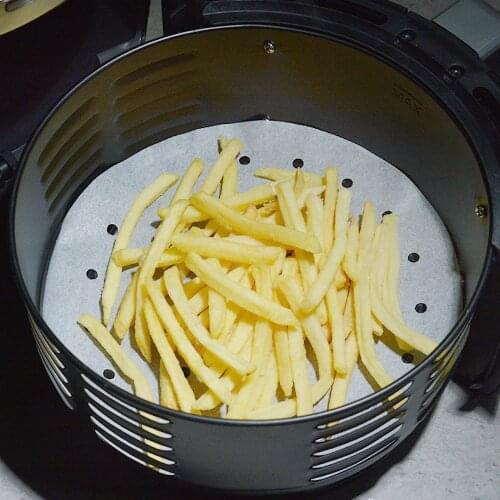 100PCS/ Set Air Fryer Steamer Liners Perforated Wood Pulp Papers Non-stick Steaming Basket Mat Cooking Baking Paper Kitchen Tool