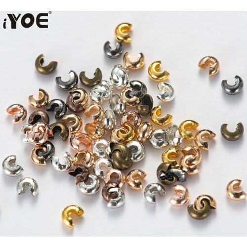 100pcs/Lot 3 4 5mm 9 Colors Round Covers Crimp End Beads Stopper Spacer Beads for Jewelry Finding Diy Making Bracelet Supplies