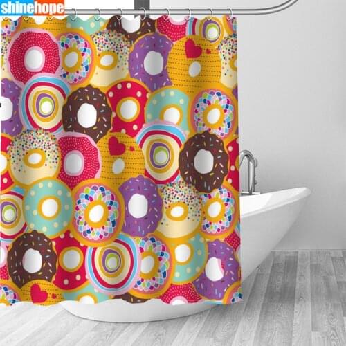 150x180CM Nordic Pictures Polyester Waterproof Donuts Pattern Shower Curtains High Quality Bath Curtain In The Bathroom