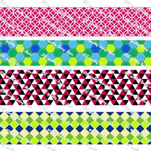 16-75MM Geometric Printed Grosgrain Ribbon 50 Yards/Roll Tape Clothing Bakery Hairbow Gift wrapping Accessory Hairbow Head
