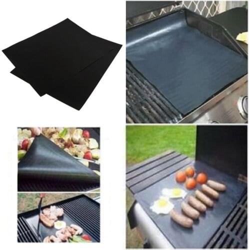 2pcs/set BBQ grill mat for barbecue grill sheet cooking and baking and microwave oven use black promotion