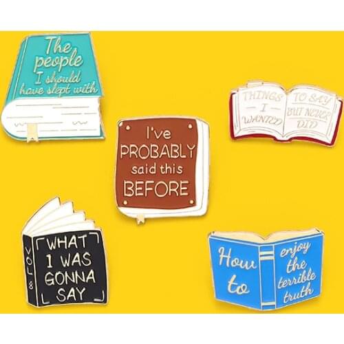 5 Styles Funny Library Enamel Pins Custom Memes Books Brooches Bag Clothes Lapel Pin Badge Introverts Jewelry Gift for Friends