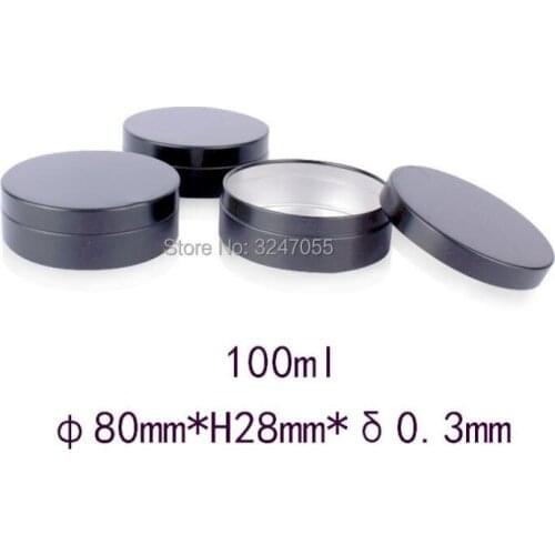 50 x 100ml/g D80*H28mm Elegant Aluminum Jar for Cosmetic Cream, Tablets/Pills Black Metal Tin Cases, Cosmetic Beauty Makeup Tool