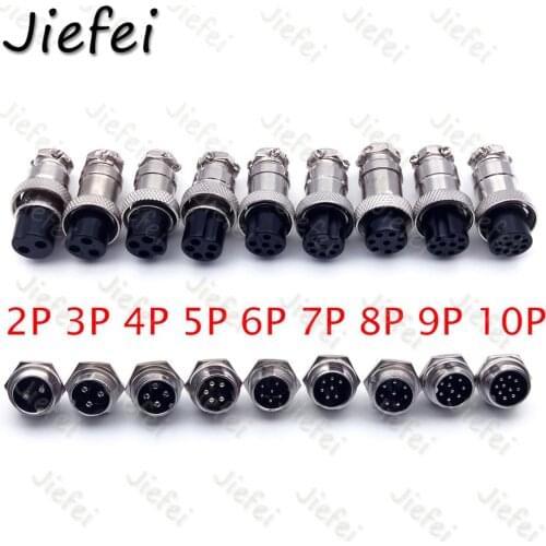 6set High quality GX16 2 3 4 5 6 7 8 9 10 Pin Male & Female 16mm Circular Aviation Socket Plug Wire Panel Connector