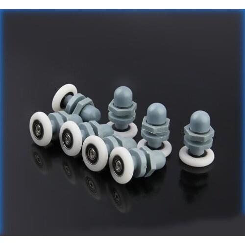 8pcs/lot 23/25/27mm Single Straight ABS Plastic Pulley Runner Wheel Shower Cabin Sliding Glass Door Rollers For Shower Room