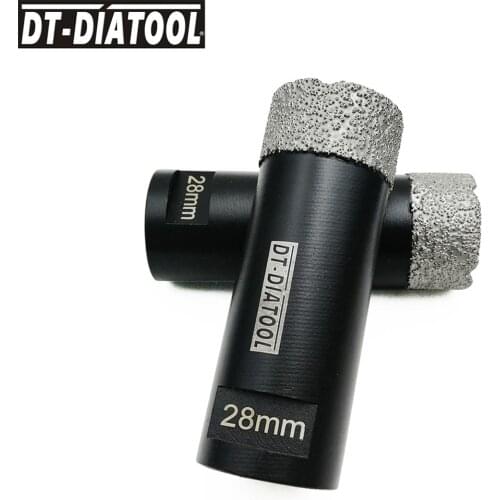DT0-DIATOOL 2pieces/set Dia 28mm Vacuum brazed Dry Diamond Drilling Core Bits Drill Hole Saw for Porcelain Tile M14 thread