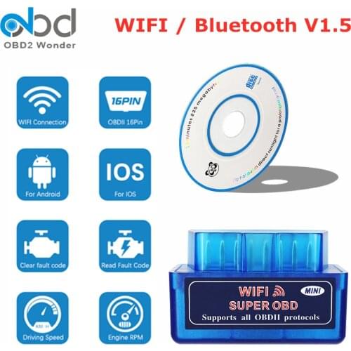 ELM327 Bluetooth/WIFI V1.5 OBD2 Car Diagnostic Scanner Support All OBD2 Protocols Work on Android/iOS/Windows elm 327