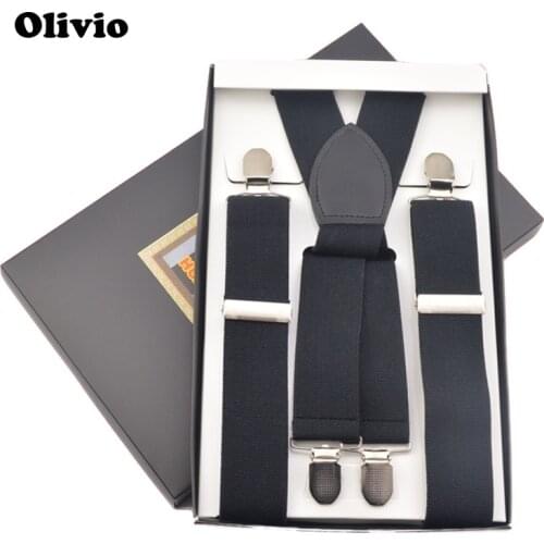 Large adult/Mens 120cm Adjustable Trousers Suspensorio 4 Clip box Back nave bule Elastic Suspenders Braces for Father/Grandfat