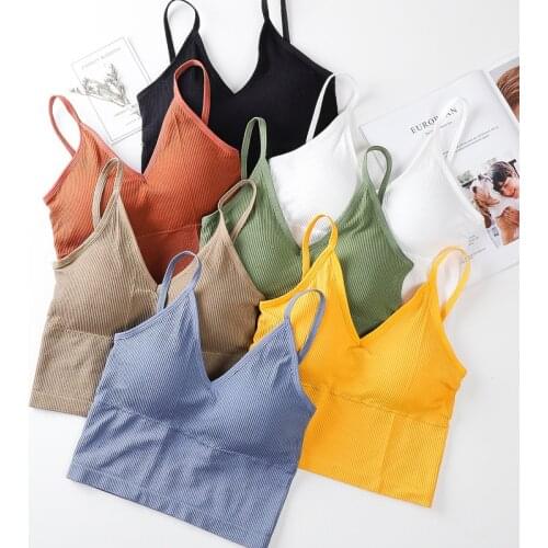 Bralette 2021 Summer Women Streetwear Soft Comfort Push Up Bra Seamless Cami Underwear Padded Camisole Femme Crop Top