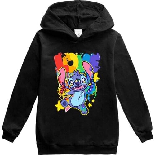 Disney Cartoon Lilo&Stitch Kids Hoodies Children Sweatshirts Baby Cotton Pullover Tops Girls Boys Spring and Autumn Clothes Tops