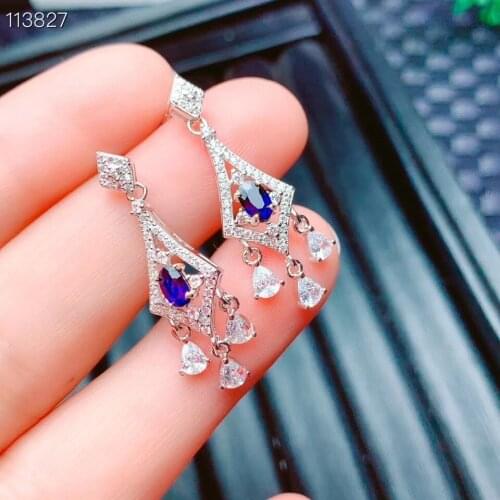 Elegant Gift for Your Wife New Coming Sapphire Earring Natural And Real 925 Sterling Silver Sapphire Earring