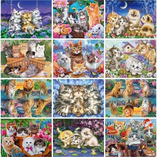 EverShine 5D DIY Diamond Painting Cat Cross Stitch Diamond Embroidery Animals Picture Rhienstones Mosaic Art Kits Home Decor