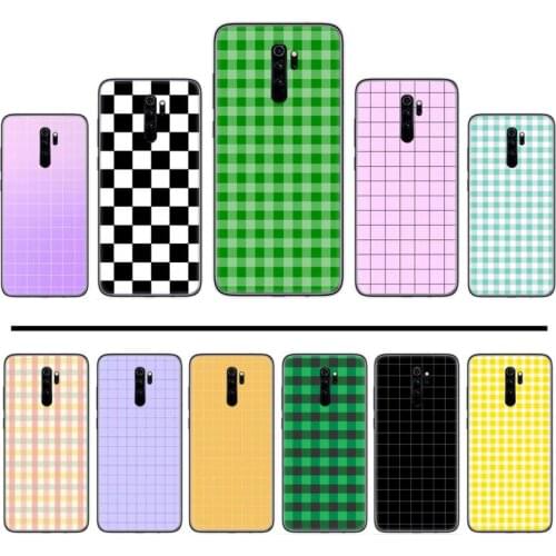 Plaid Checked Checkered Bling Cute Phone Case For xiaomi Redmi 5 5A plus 7A 8 note 2 3 4 5 5A 6 7 GO K20 A2